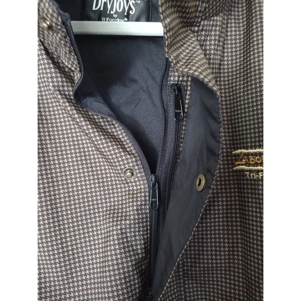 FootJoy DryJoys Mens XL Houndstooth Golf Pullover Windbreaker Brown Half Zip